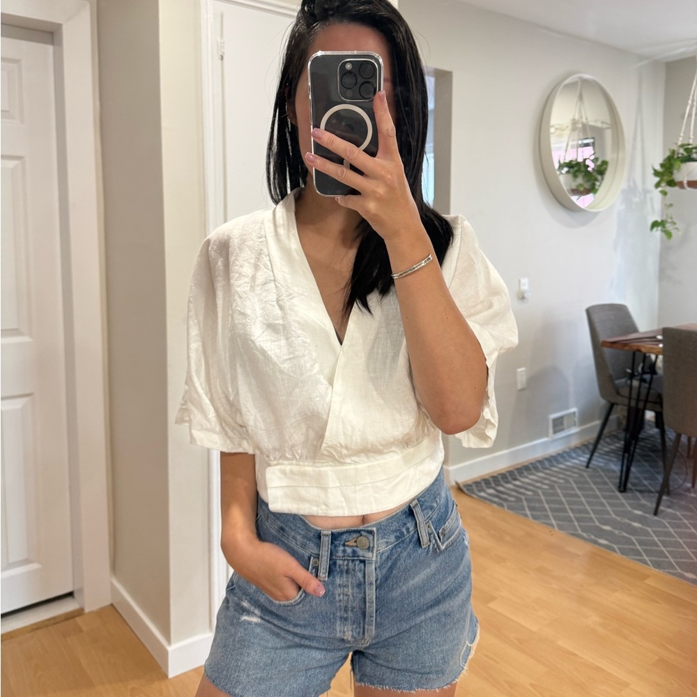 Babaton linen wrap top